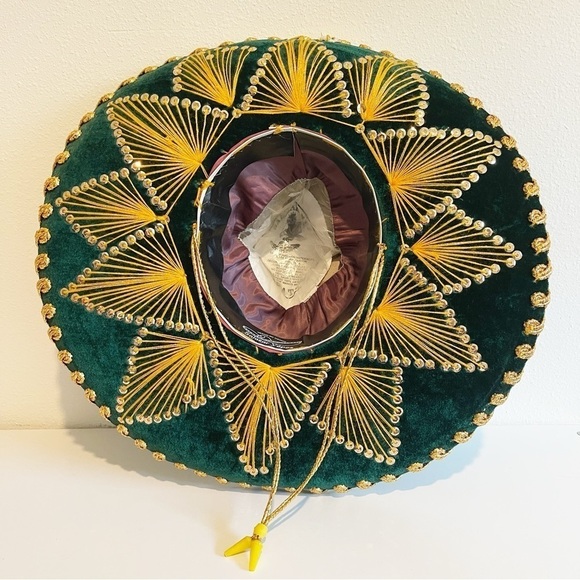 Salazar Yepez Mariachi Mexican Sombrero Green Gold Sequins - Picture 6 of 11